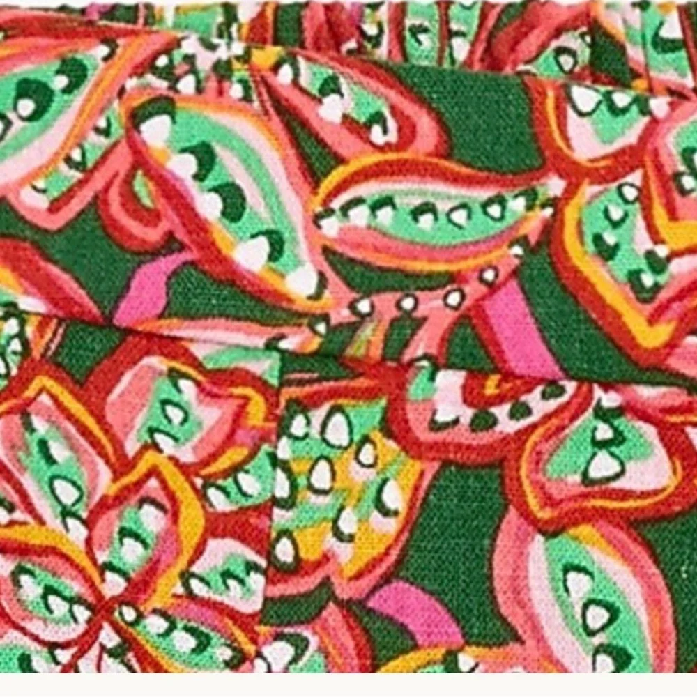 NWT - J. Crew Linen Pleated Short Multicolor Bright Floral Pattern Sz 6